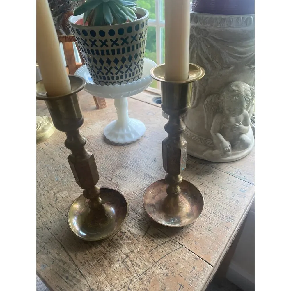 Vintage Brass Candlesticks with patina